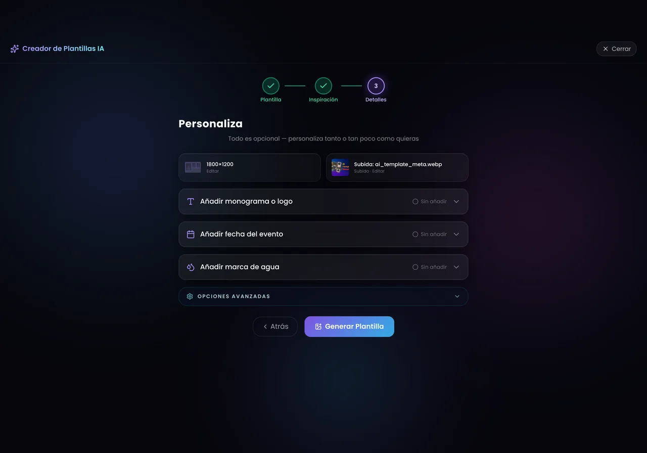 Paso Personaliza con las secciones plegadas de monograma, fecha del evento y marca de agua